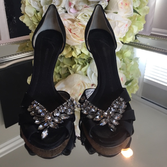 Giuseppe Zanotti Black Satin Crystal D'orsay Heels - Picture 3 of 8